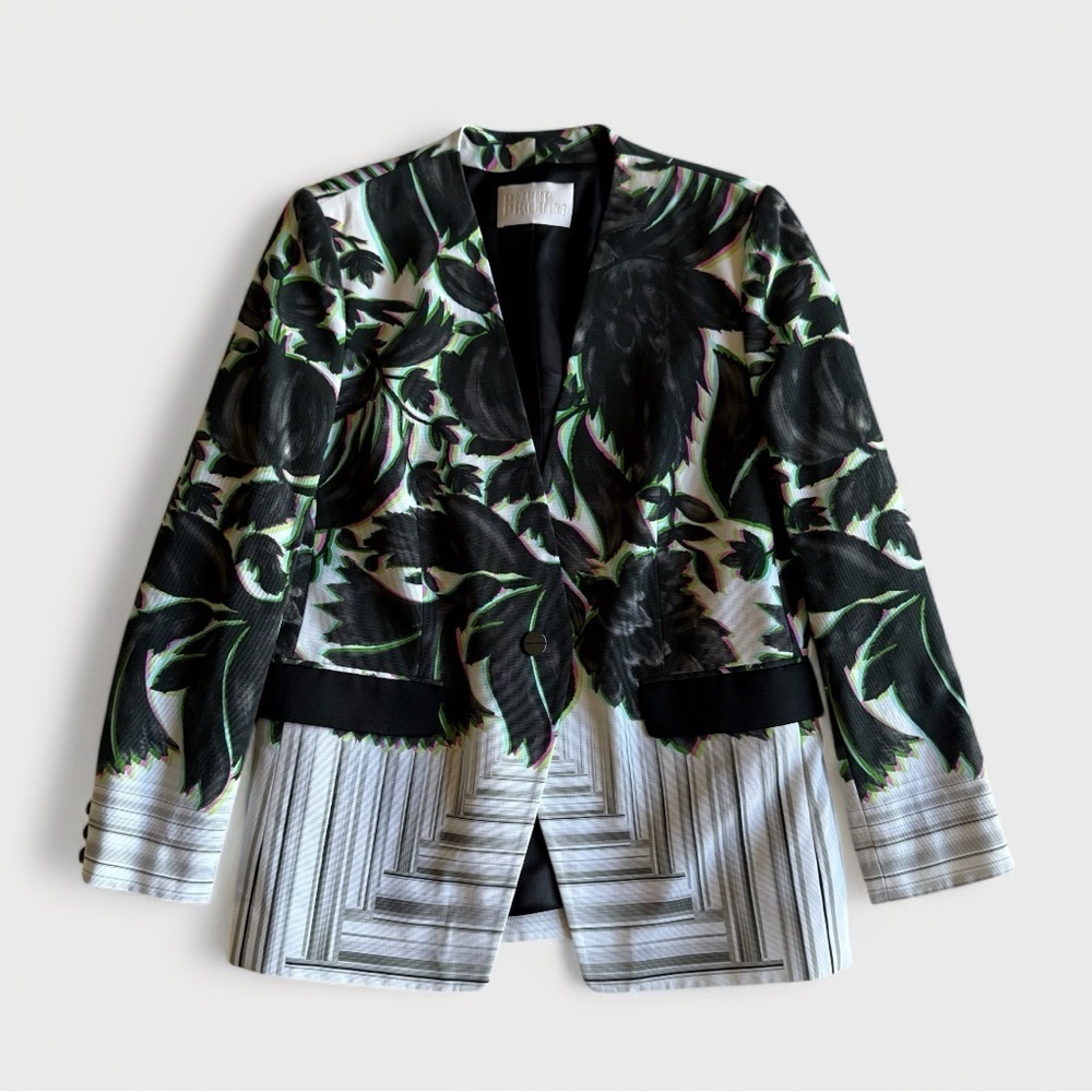 Peter Pilotto - Structured Blazer - Black & White Floral Print
